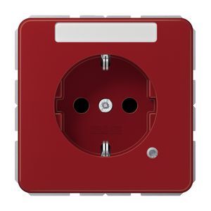 Wandcontactdoos rood m.R/A tekstvast&glimlamp CD500