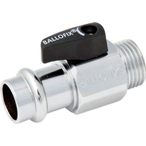 Ballofix minikogelkraan +hendel persaansluiting 22x3/4"bu.dr. chroom. VVE=10