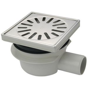 Vloerput ABS 150x150mm 50mm RVS316L rand/rooster vert/hor