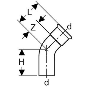 Insteekbocht 45° MAPRESS C-STAAL spie x pers 28mm