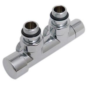 Design H-onderblok OVUS 2x1/2" HoH 50mm haaks handknop links (therm. voorbereid) chroom