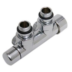Design H-onderblok OVUS 2x1/2" HoH 50mm haaks handknop rechts (therm. voorbereid) chroom