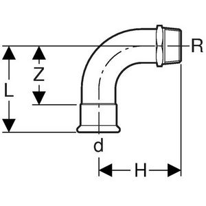 Puntknie 90° (bocht) MAPRESS C-STAAL 15x3/8"bt. VVE=10