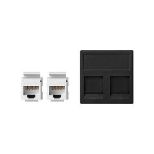 2x RJ45 Cat.6 inbouwmodule zwart 45x45mm