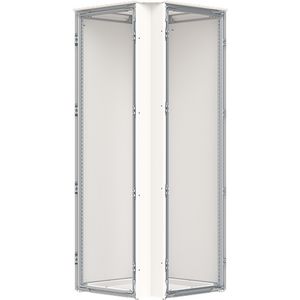 Hoekkast v.v. achterwand, dak- en bodemplaat, 12RE, RAL7035