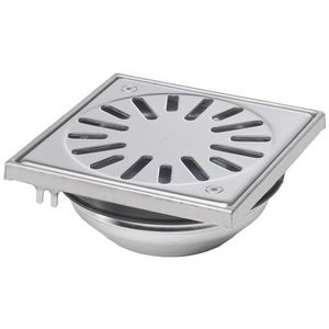 Vloerput RVS304 150x150mm mof 50mm RVS304 rand/geschrrooster
