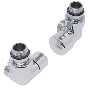 Designkraanset OVUS dubb. haaks rechts 1/2" (therm. voorbereid)+ voetventiel 1/2" dubb. haaks links chroom