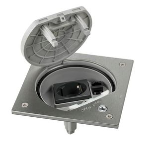Deksel vloerdoos RVS 1x contactdoos en 1x RJ45 CAT 6 IP66