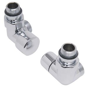 Designkraanset OVUS dubb. haaks links 1/2" (therm. voorbereid) + voetventiel 1/2" dubb. haaks rechts chroom
