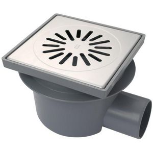 Vloerput ABS 200x200 mm zu 75 mm RVS316 rooster max. 3 kN nv