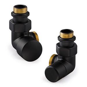Designkraanset OVUS dubb. haaks links 1/2" (therm. voorbereid) + voetventiel 1/2" dubb. haaks rechts mat zwart excl.aansluitset