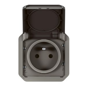 Wandcontactdoos 1-voudig PA steek mechanisme antraciet Plexo