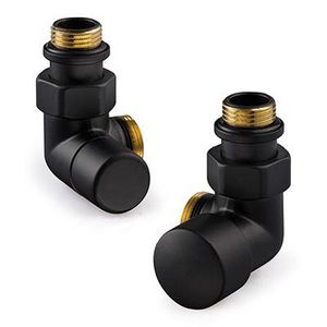 Designkraanset OVUS dubb. haaks rechts 1/2" (therm. voorbereid) + voetventiel 1/2" dubb. haaks links mat zwart excl.aansluitset