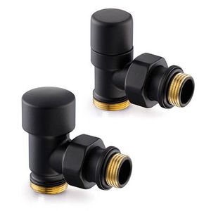 Designkraanset OVUS haaks 1/2" (therm. voorbereid) + voetventiel haaks 1/2" mat zwart excl.aansluitset