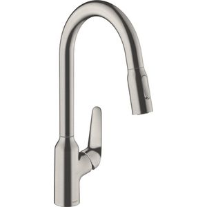 Keukenmengkraan 1-hendel M42 220 met uittrekbare vuistd. rvs look 71800800