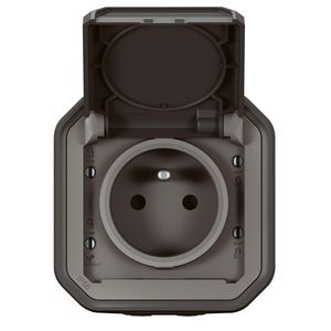 Wandcontactdoos 1-voudig PA compleet antraciet Plexo