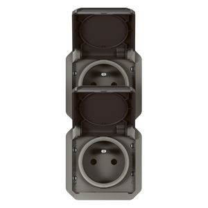 Wandcontactdoos 3V verticaal mechanisme antraciet Plexo