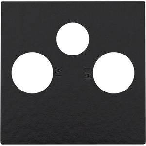 Afwerkingsset 2 enkelvoudige coaxaans. TV/FM/Satt. pianoblac