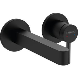 Afbouwdeel Finoris 2-gats wandmengkraan mat zwart sprong 169mm incl. push-open plug 1.1/4"