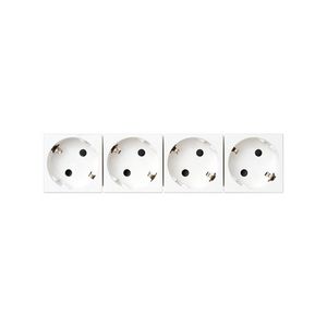 4x Schuko Wandcontactdoos wit met randaarde 16A 250V 45x45mm