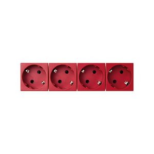 4x Schuko Wandcontactdoos rood met randaarde 16A 250V 45x45mm