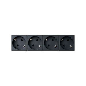 4x Schuko Wandcontactdoos zwart met randaarde 16A 250V 45x45mm