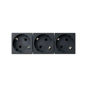 3x Schuko Wandcontactdoos zwart met randaarde 16A 250V 45x45mm