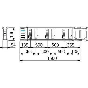 Recht element 250A 1,5m 3L+N+PE Wit 6 Aftakking Canalis KS