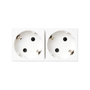 2x Schuko Wandcontactdoos wit met randaarde 16A 250V 45x45mm