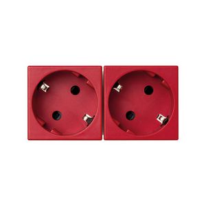 2x Schuko Wandcontactdoos rood met randaarde 16A 250V 45x45mm