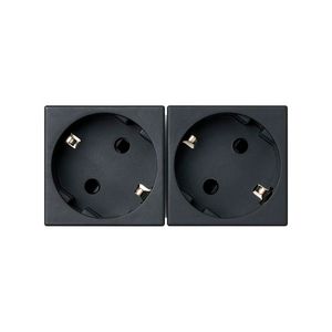 2x Schuko Wandcontactdoos zwart met randaarde 16A 250V 45x45mm