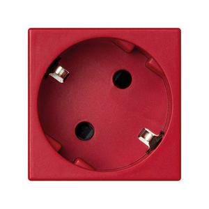 Schuko Wandcontactdoos rood met randaarde 16A 250V 45x45mm
