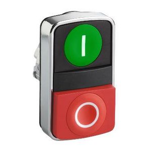 Ø22mm dubbele drukknop Groen-Rood met markering