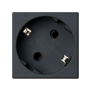 Schuko Wandcontactdoos zwart met randaarde 16A 250V 45x45mm
