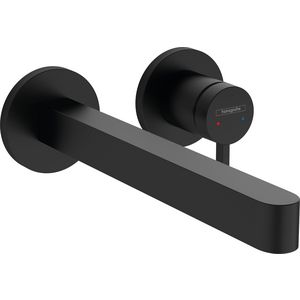 Afbouwdeel Finoris 2-gats wandmengkraan mat zwart sprong 228mm incl. push-open plug 1.1/4"
