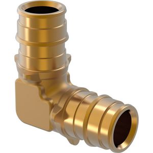 Kniekoppeling 90° schuif Q&E messing 20mm