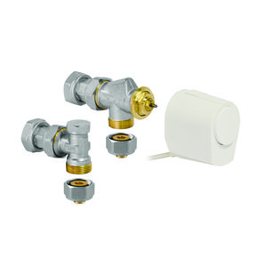 Aansluitset type 295 Dyn. haaks 3/4" x klemset Alu pex 16x2mm incl. servomotor 24VDC
