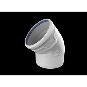Bocht PP AS+ geluidsarm 45° lichtgrijs 125mm mof x spie