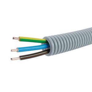 Rol a 100m. voorbedrade flexibele elektrobuis FlexPP grijs 16mm GG/BL/BR 3x2,5