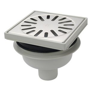 PROMO ABS vloerput 150x150mm onderuitlaat 50mm rooster RVS (4015)