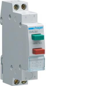 Dubbele pulsdrukker 1 maak + 1 verbreek 16A 230V AC