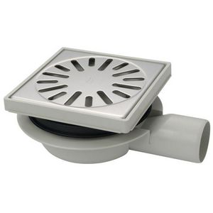 PROMO ABS vloerput 150x150mm laag ZU. 50mm RVS rooster (4016)