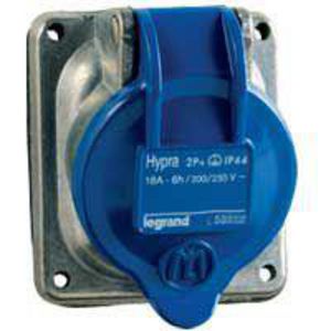 Inbouw Wandcontactdoos 230V 16A 4P IP44 metaal blauw Hypra