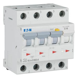 Aardlekautomaat (RCBO) mRB6, C-kar., 16A, 30mA, 4P incl. N, 6 kA Eaton