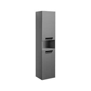 Kolomkast DeLuxe (35cm) met 2 deuren links + open nis met handgreep - 10 - Black mat gelakt