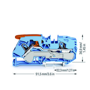 2-draads rijgklem met hendel en Push-in 16 mm² blauw VVE=20