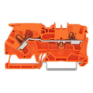 2-draads rijgklem met hendel en drukknop 4mm² oranje VVE=50