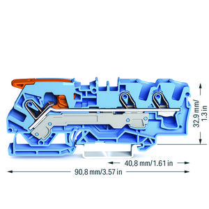 3-draads rijgklem met hendel en Push-in 6 mm² blauw VVE=25