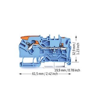 2-draads rijgklem met hendel en Druk 2,5 mm² blauw VVE=50