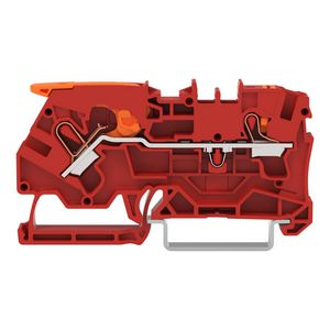 2-draads rijgklem met hendel en drukknop 4mm² rood VVE=50